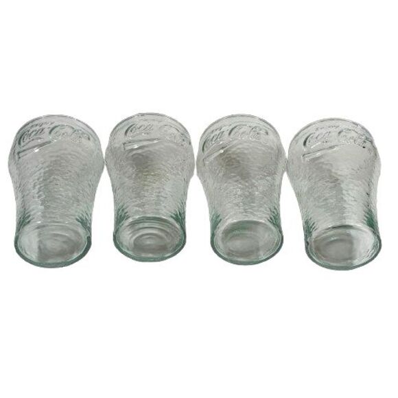 Vintage Coca-Cola Green Glasses 4 Inch Pebbled Drinking Juice Glasses Set of 4 - Picture 5 of 10